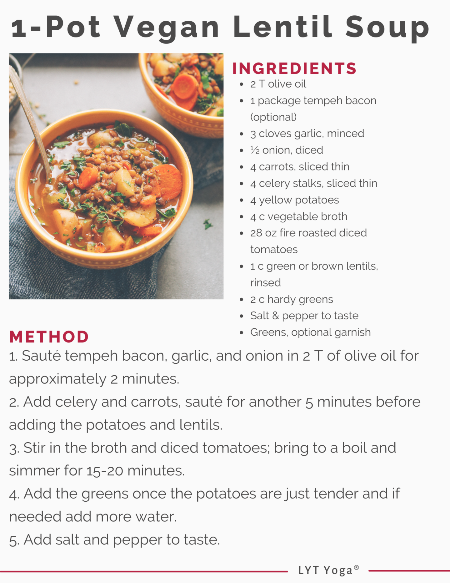 Recipe for Vegan Lentil Soup