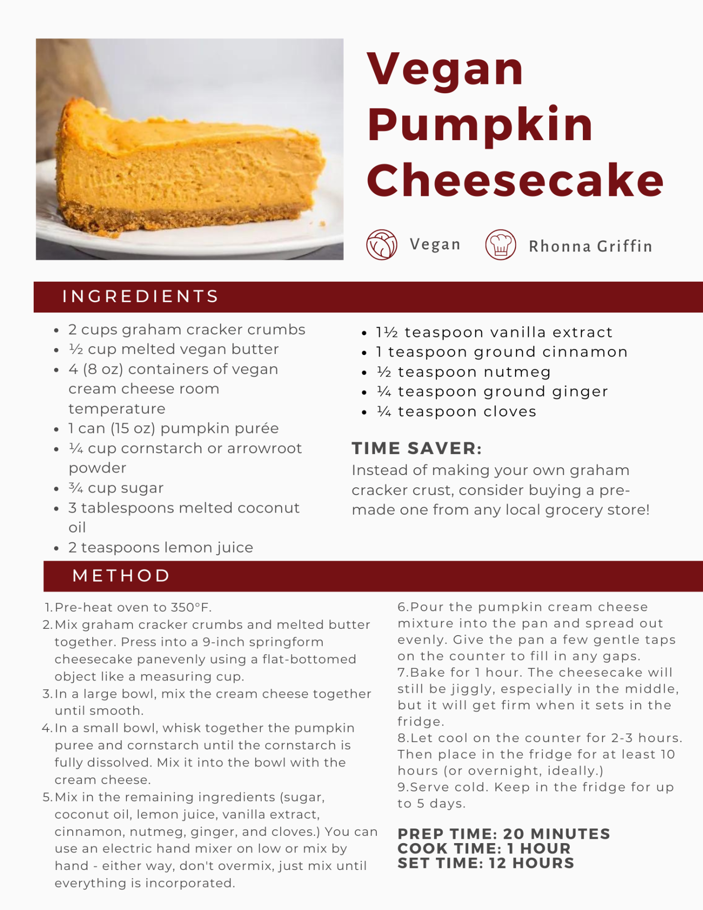 Vegan Pumpkin Cheesecake