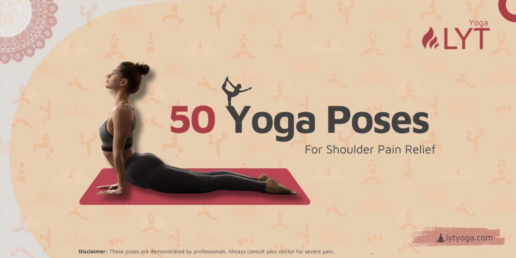 A banner image for the article 50 Yoga poses for shoulder pain relief in 2025