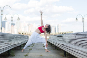 an image of Lara doing yoga for a herniated disc.