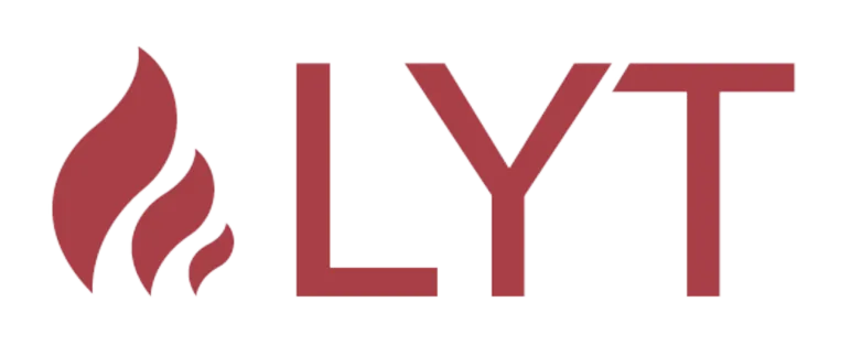 LYT logo with a red flame icon beside large red LYT letters on a white background